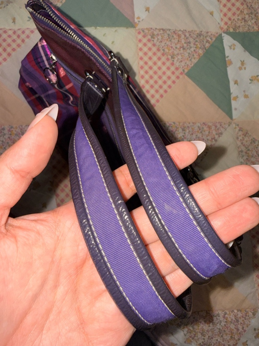 Coach Poppy Y2K Purple Plaid Travel Tote Bag with Zipper - Picture 4 of 5